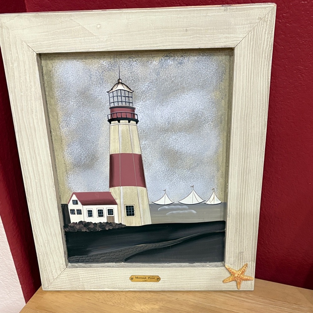 Vintage Lighthouse Framed Montauk Point Wall Art